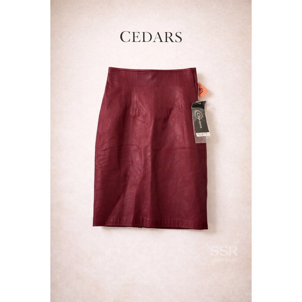 Cedars Genuine Leather Pencil Skirt Fuschia Size 4 NWT Lined Back Zip # D2206